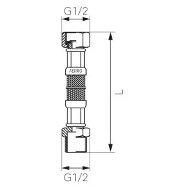 Wąż w oplocie stalowym 1/2" GW/GZ 70cm FERRO PWS61