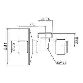 Zawór kątowy grzybkowy 1/2" x 3/4" Benkiser 730 12 34
