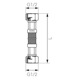 Wąż elastyczny w oplocie 1/2" N-N 70 cm FERRO PWS6
