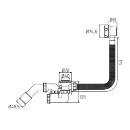 Syfon wannowy automatyczny Jano S7001 Ø 50 mm chrom