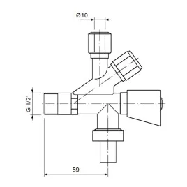 Zawór kątowy kombinowany 1/2"x3/8"x3/4" BENKISER 728 12 39