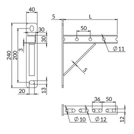 Konsola montażowa U 30x30 500 mm SS-U3,0 Niczuk