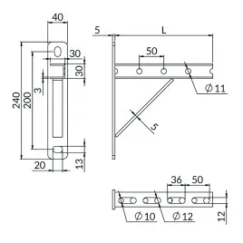 Konsola montażowa U 30x30 800 mm Niczuk SS-U3,0