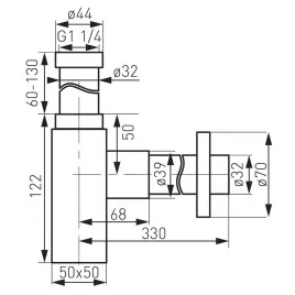 Syfon mosiężny umywalkowy QUADRO 5/4" chrom FERRO S280
