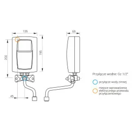 Podgrzewacz przepływowy Kospel EPS2.P-4,4 Prister 230V 4,4kW
