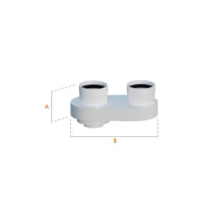 Rozdzielacz płaski PP 80/125 na 2x80 horyzontalny RICOM