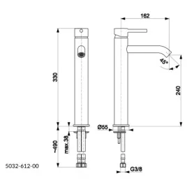 Bateria umywalkowa nablatowa KFA Moza chrom klik-klak 5032-612-00