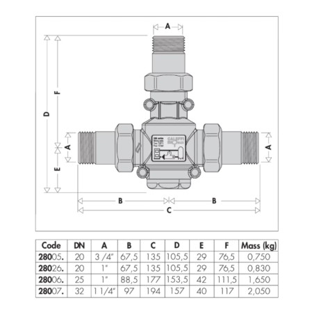 Zawór antykondensacyjny Caleffi 280075 DN32 G 1 1/4 55°C