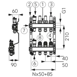 Rozdzielacz 7-drogowy FERRO SN-RZP 1 cal INOX SN-RZP07S