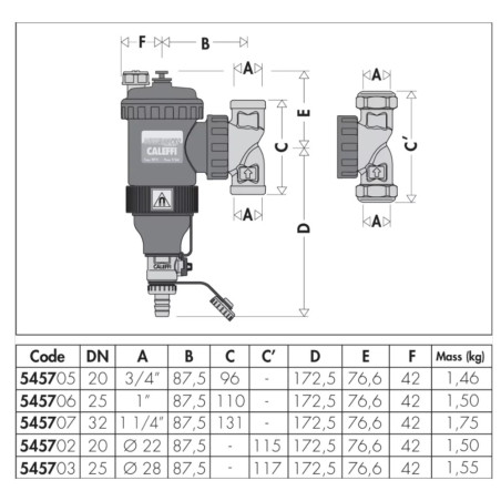Separator zanieczyszczeń DIRTMAGPRO 5/4" podwójny magnes Caleffi