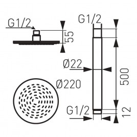 Deszczownica Ferro Rotondo 9" ramię sufitowe chrom NPT02