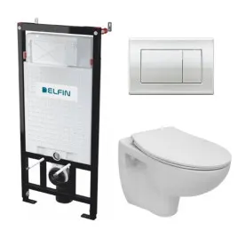 Zestaw WC BRAVA Rimless z stelażem i przyciskiem chrom