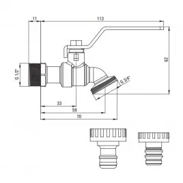 Zawór kulowy ogrodowy 1/2" chrom z adapterami Deante