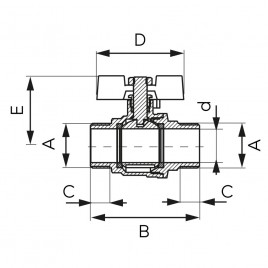 Zawór kulowy z motylkiem 1/2" GW F-Power FERRO KFPN1