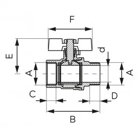Zawór kulowy 1/2" GW/GZ z motylkiem F-Power FERRO KFPM11