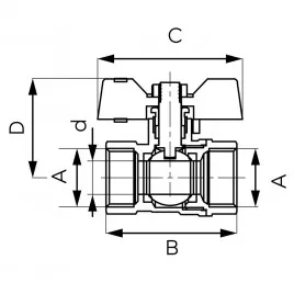 Zawór kulowy 3/4" N-N z motylkiem Ferro F-Comfort KFCM2