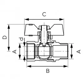 Zawór kulowy 3/4" GW-GZ z motylkiem FERRO F-Comfort KFCM21