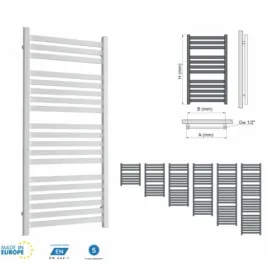 Grzejnik łazienkowy 530 x 1350 mm biały 595 W ALATUS GŁP2-530/1350
