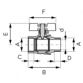 Zawór kulowy z motylkiem 3/4" GW/GZ FERRO F-Power KFPM21