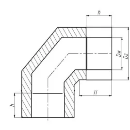 Kolano stałe dwuścienne 90 ° 150/250 mm kwasoodporne SPIROFLEX SX-KK150/250KD90